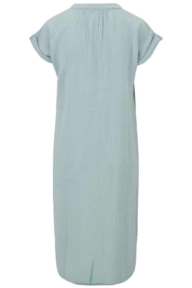 MOUSSELINE DOORKNOOP JURK 0301 093 2014 VERGRIJSD BLAUW